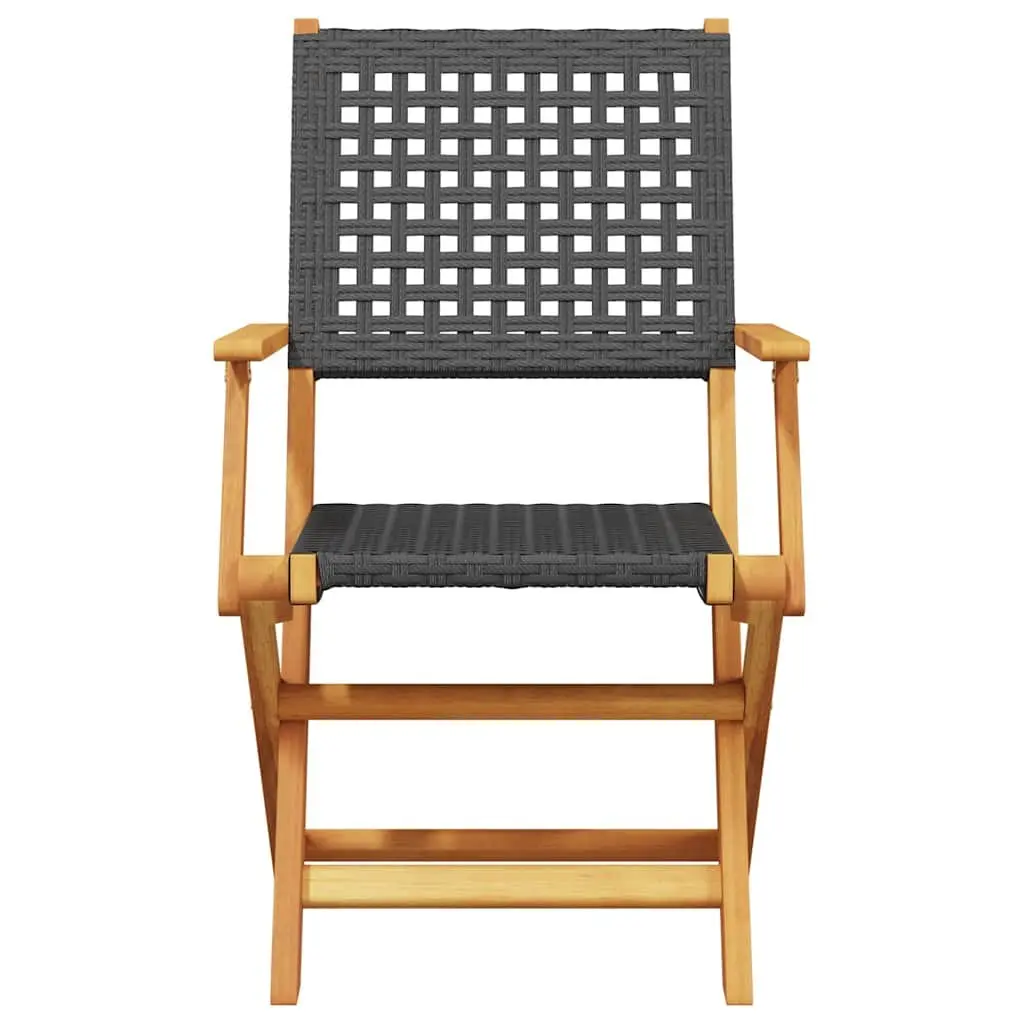 Folding Chairs 6 pcs Black Poly Rattan Outdoor Garden Patio Balcony Seating