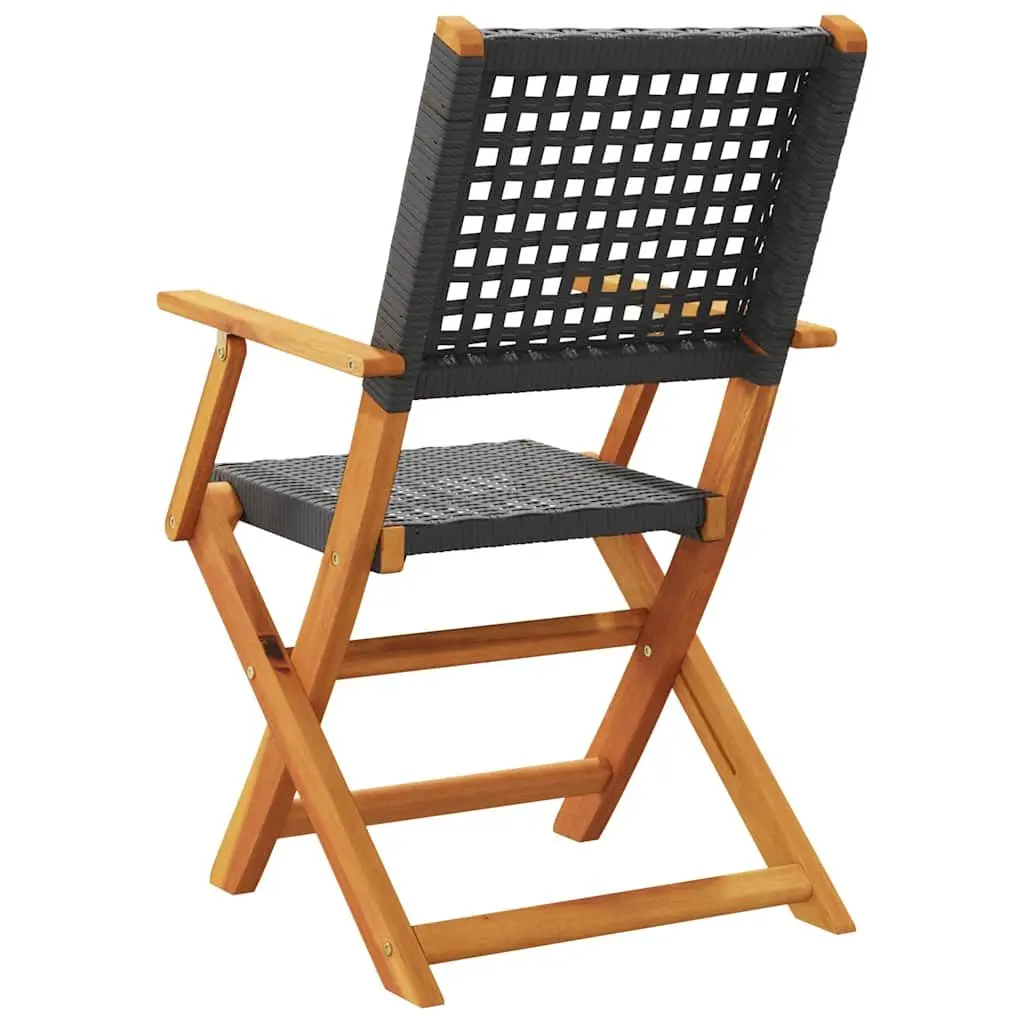 Folding Chairs 6 pcs Black Poly Rattan Outdoor Garden Patio Balcony Seating