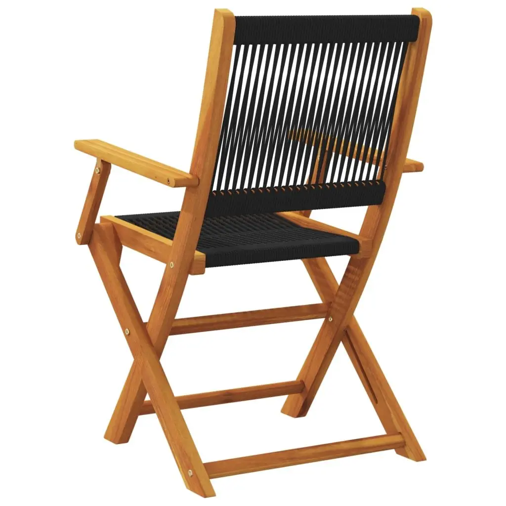 Folding Chairs Solid Acacia Wood Black Outdoor Garden Patio Balcony