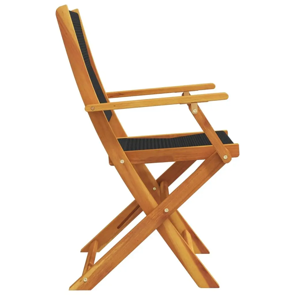Folding Chairs Solid Acacia Wood Black Outdoor Garden Patio Balcony