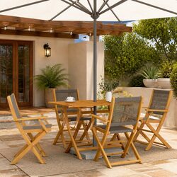 4-Piece Folding Garden Chairs Set in Grey Wood