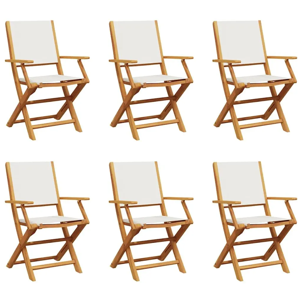 White Fabric Folding Garden Chairs Set of 6