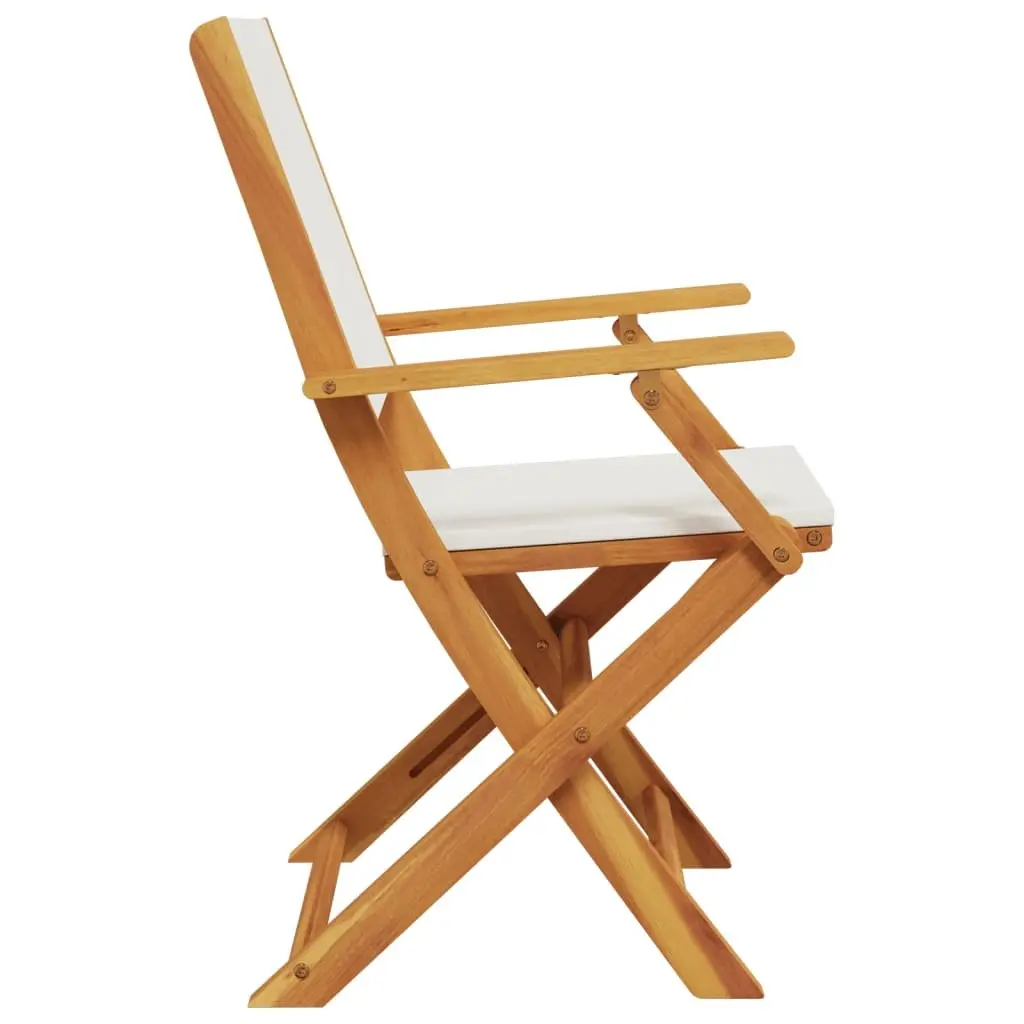 White Fabric Folding Garden Chairs Set of 6