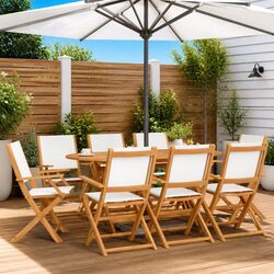 Set of 8 White Folding Garden Chairs for Outdoor Use