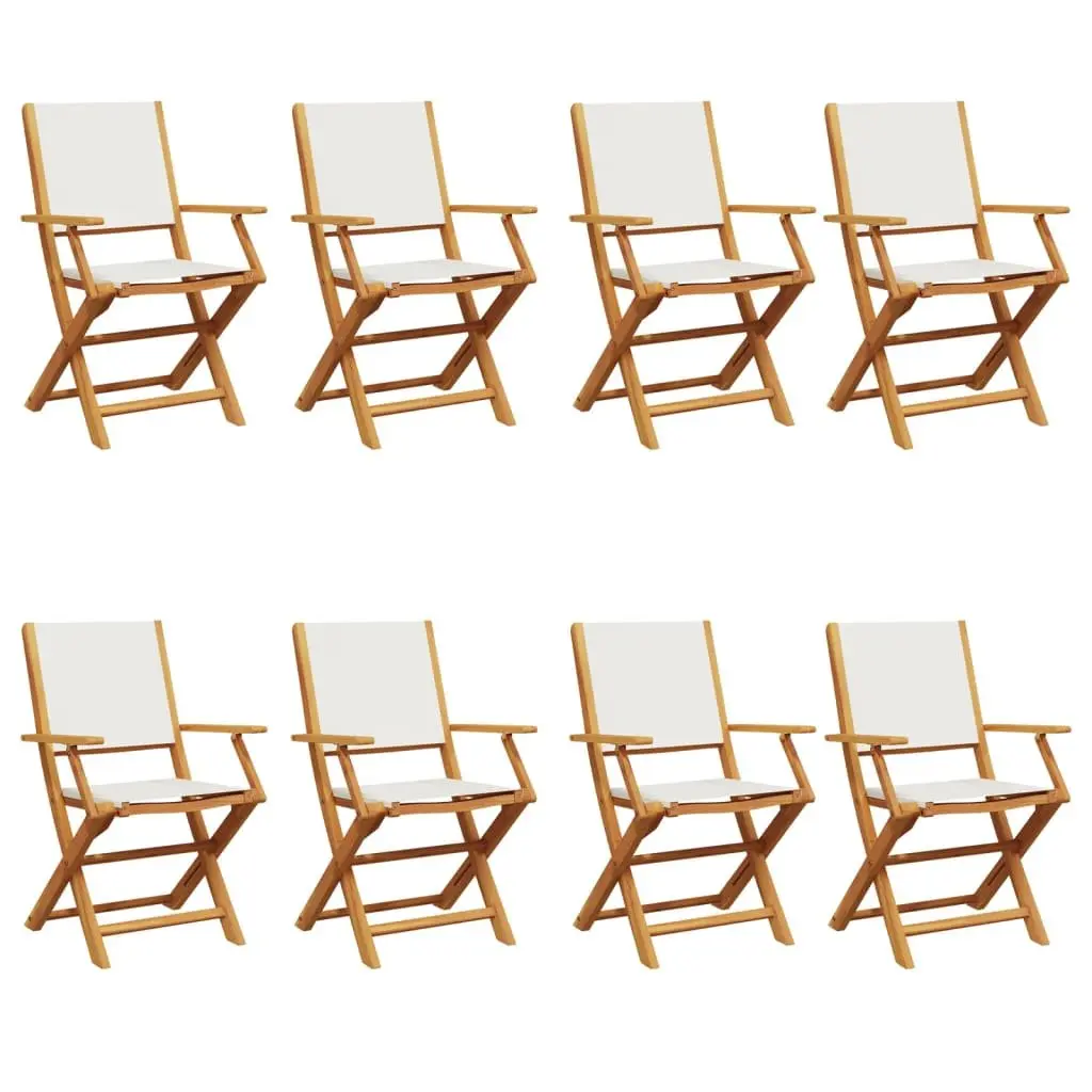 Set of 8 White Folding Garden Chairs for Outdoor Use