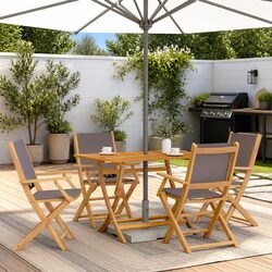 Durable Folding Garden Chairs Set of 4 with Acacia Wood