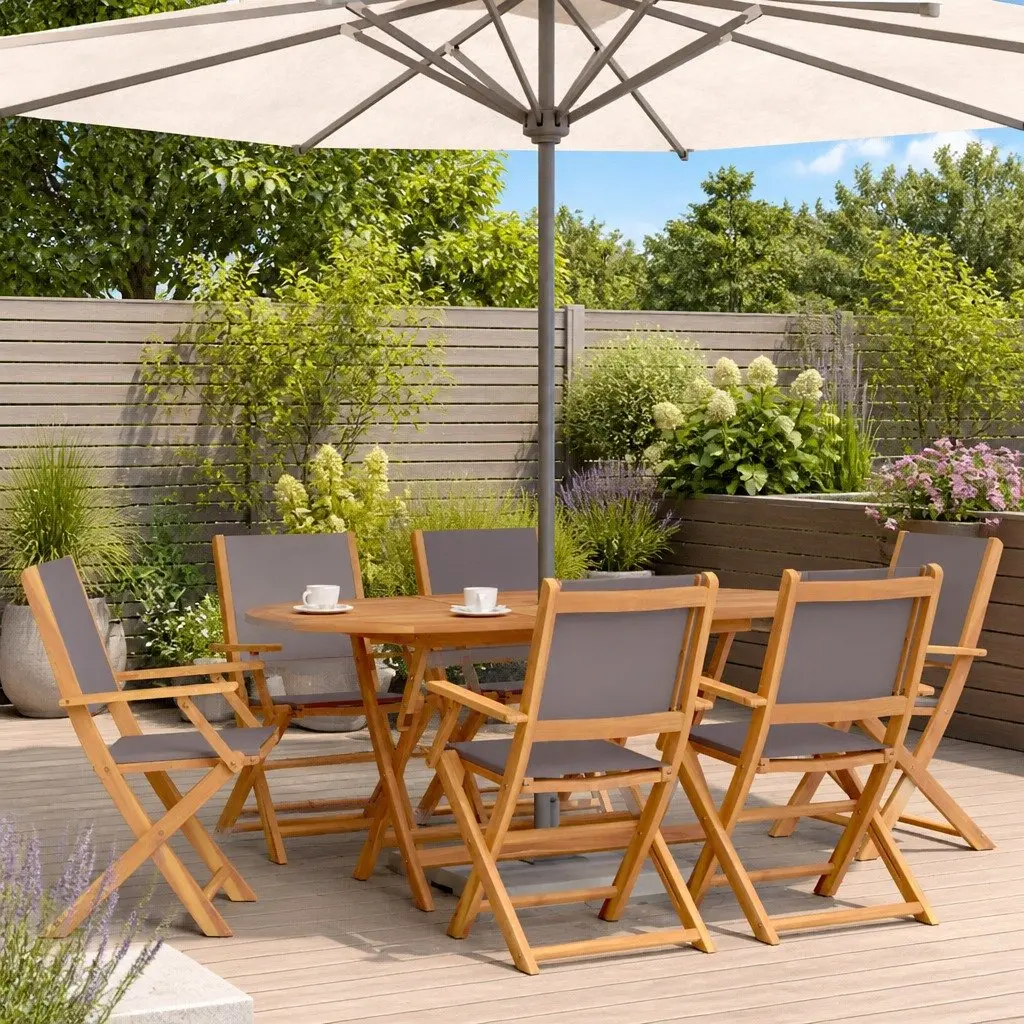 Set of 8 Anthracite Folding Garden Chairs for Outdoor Use