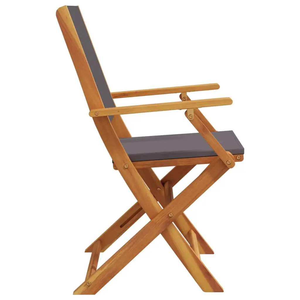Set of 8 Anthracite Folding Garden Chairs for Outdoor Use