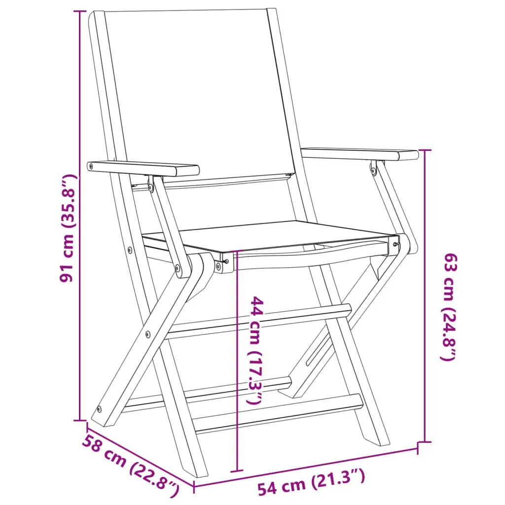 Set of 8 Anthracite Folding Garden Chairs for Outdoor Use