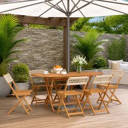 Durable Folding Garden Chairs Set of 6 Beige Outdoor