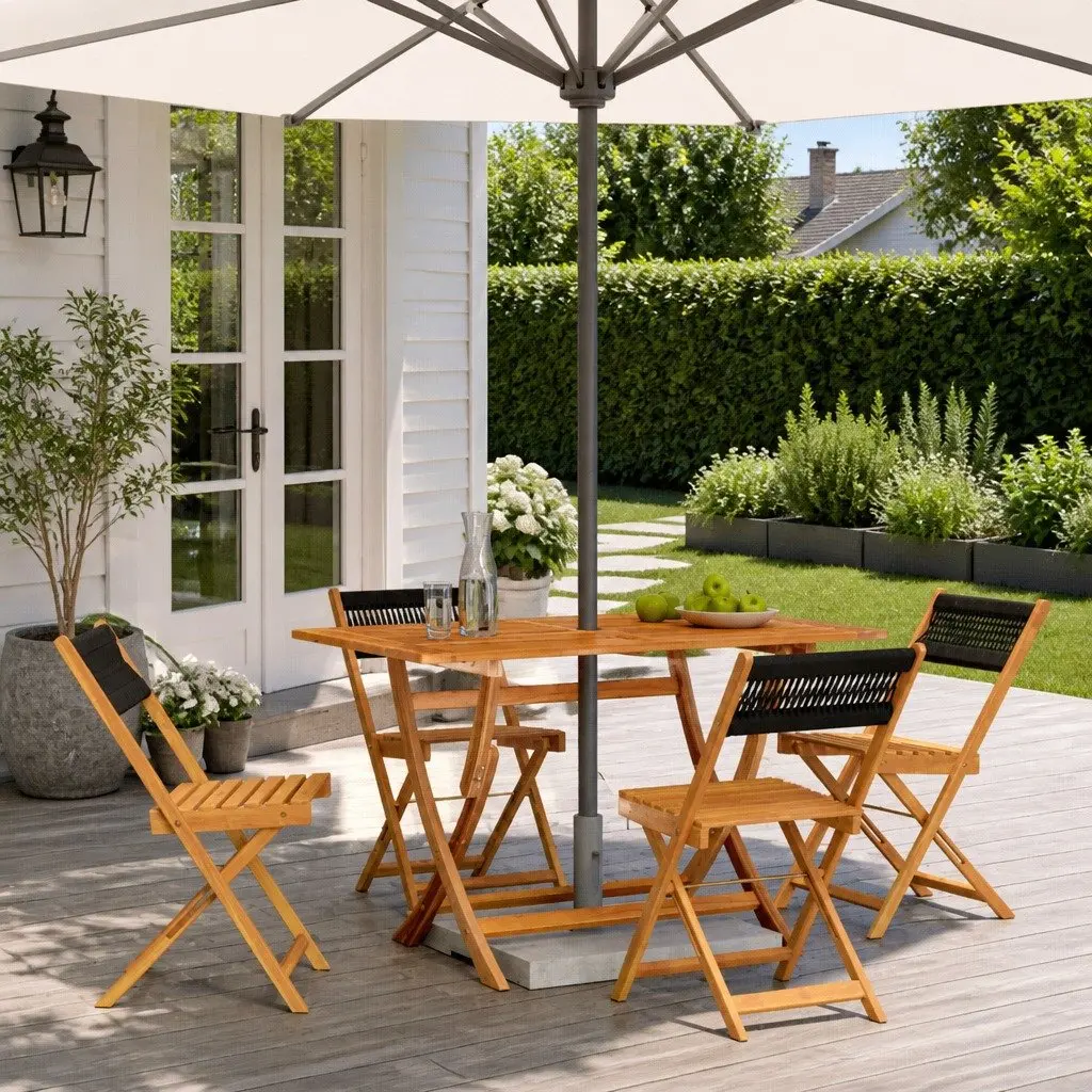 4-Piece Folding Garden Chairs Set in Black