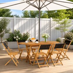 6-Piece Black Folding Garden Chairs Set for Outdoor Relaxation