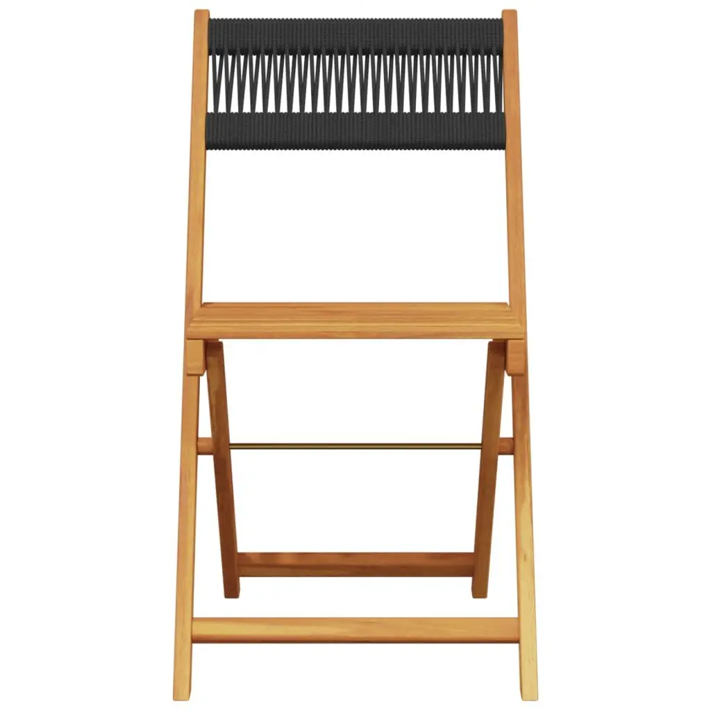 Folding Garden Chairs Solid Wood Black 6 Pieces Outdoor Seating Patio Furniture Set