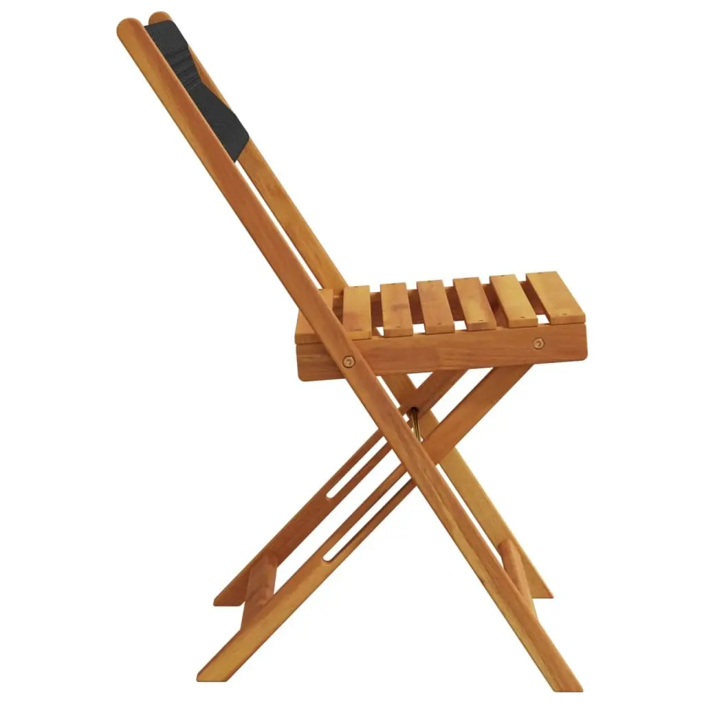 Folding Garden Chairs Solid Wood Black 6 Pieces Outdoor Seating Patio Furniture Set