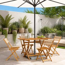 Beige Folding Garden Chairs - 4-Piece Outdoor Set