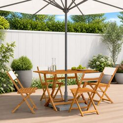 Set of 4 Cream White Folding Garden Chairs