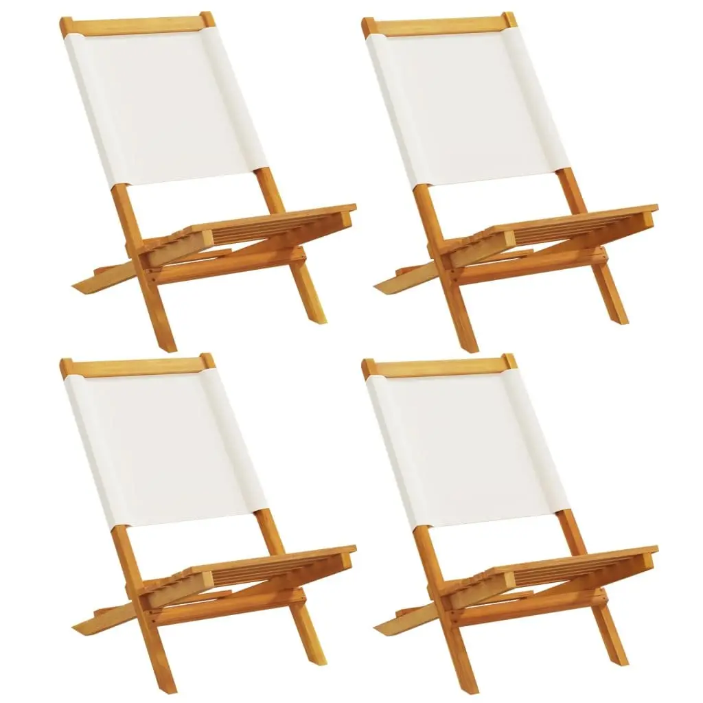 Set of 4 Cream White Folding Garden Chairs