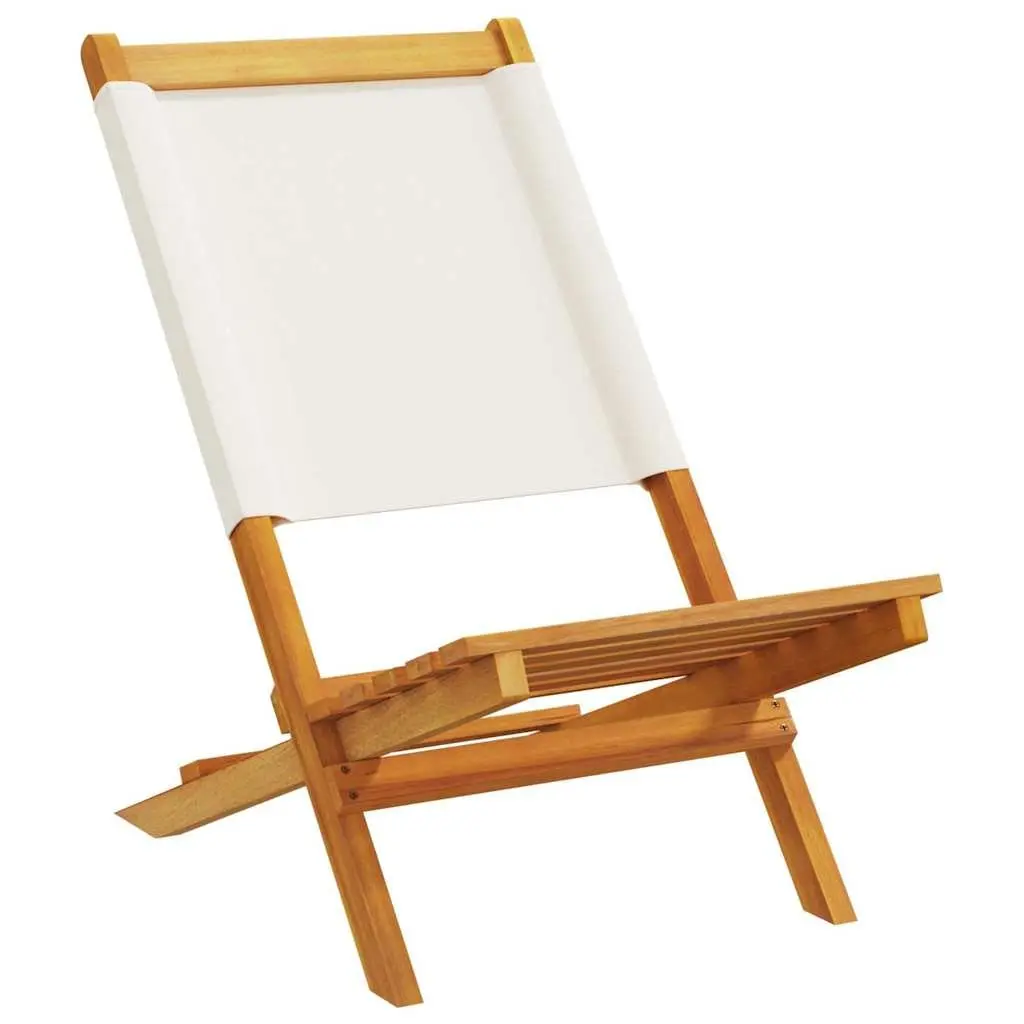 Folding Garden Chairs Solid Wood Fabric White 6 Piece Set Outdoor Seating