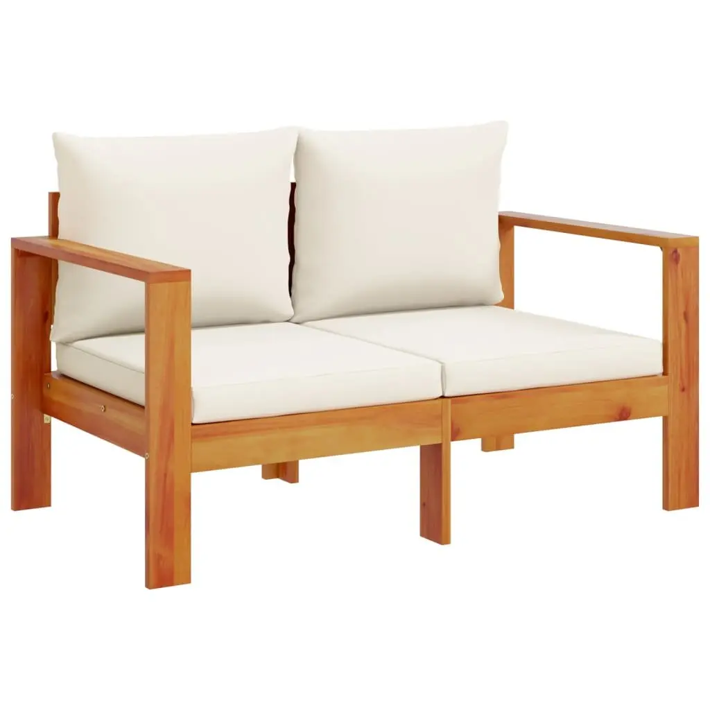 4 Piece Garden Sofa Set Solid Acacia Wood Outdoor Furniture Red Cushions Patio