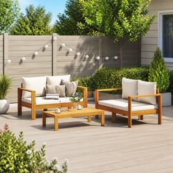 3-Piece Garden Sofa Set with Cushions – Durable Acacia Wood