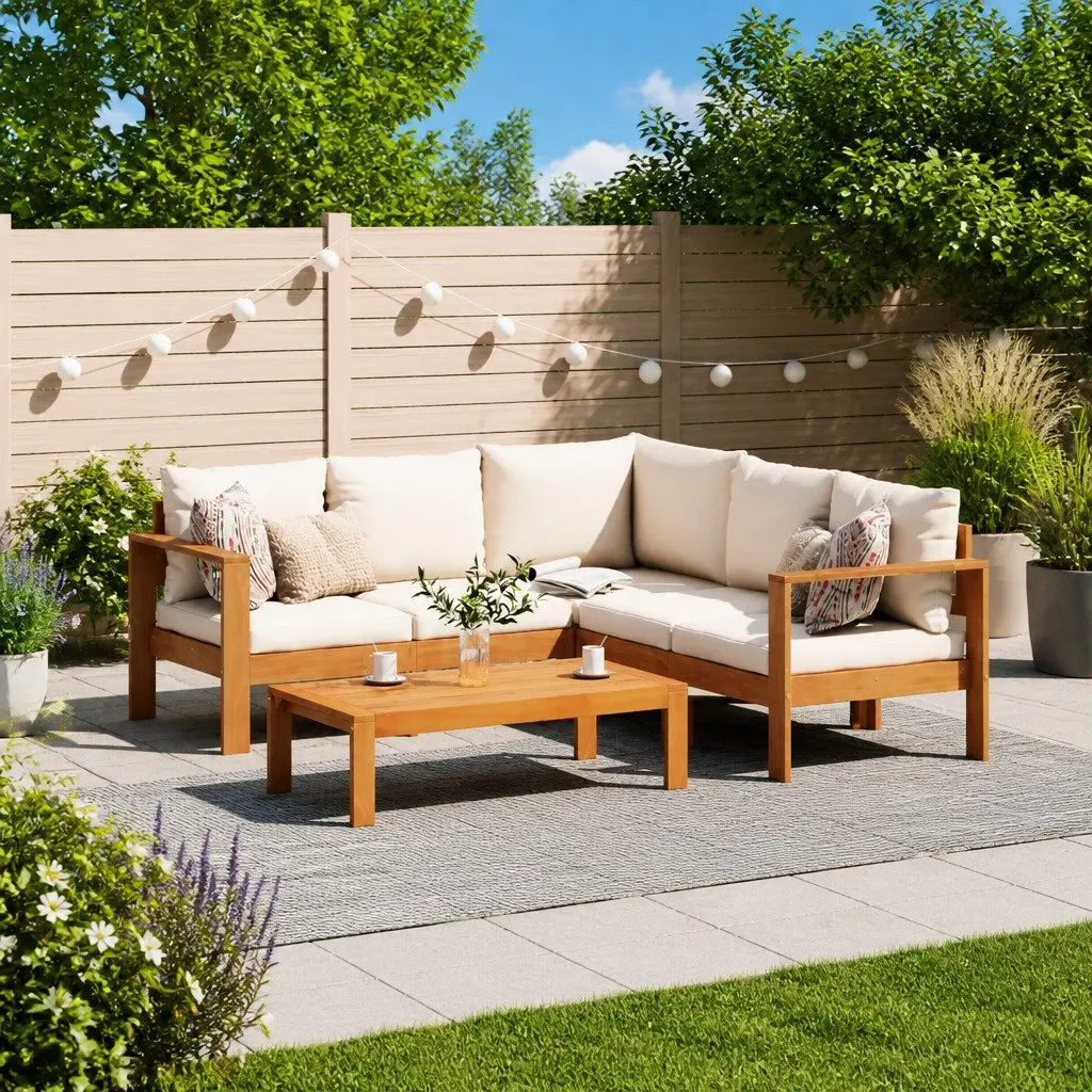 Garden Sofa Set 4 Piece Outdoor Furniture Patio Seating with Cushions Grey