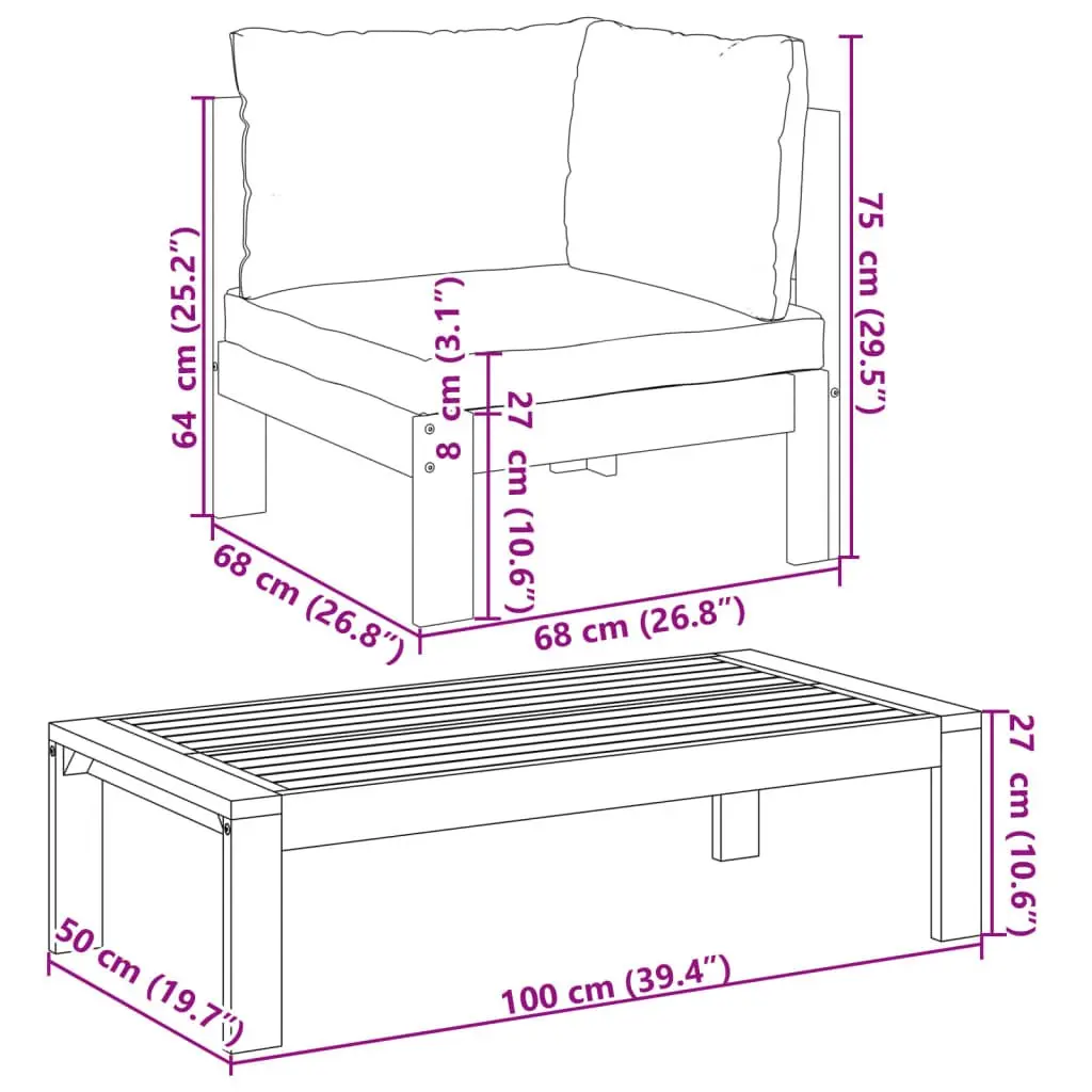 6-Piece Modular Garden Sofa Set with Cushions
