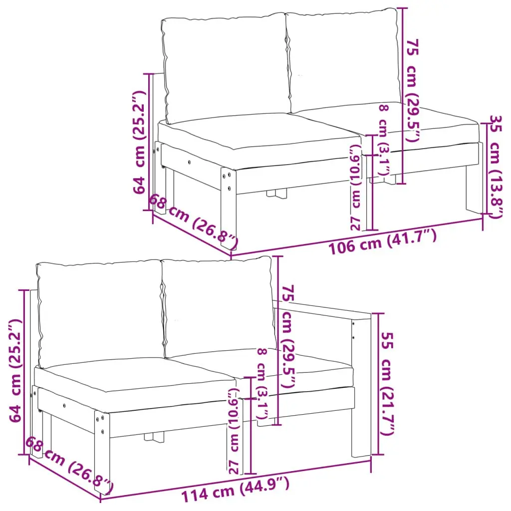 6 Piece Garden Sofa Set Solid Acacia Wood Cream Modular Outdoor Furniture with Cushions