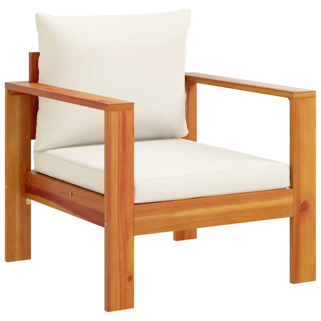 6 Piece Garden Sofa Set Solid Acacia Wood Cream Modular Outdoor Furniture with Cushions