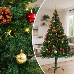 Sturdy 150cm Green Pre-lit Christmas Tree with LEDs