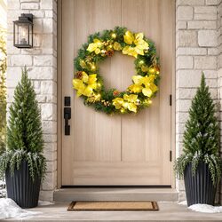 60cm Green Gold Christmas Wreath with LED Lights