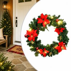 60cm Christmas Wreath with LED Lights for Holiday Decor