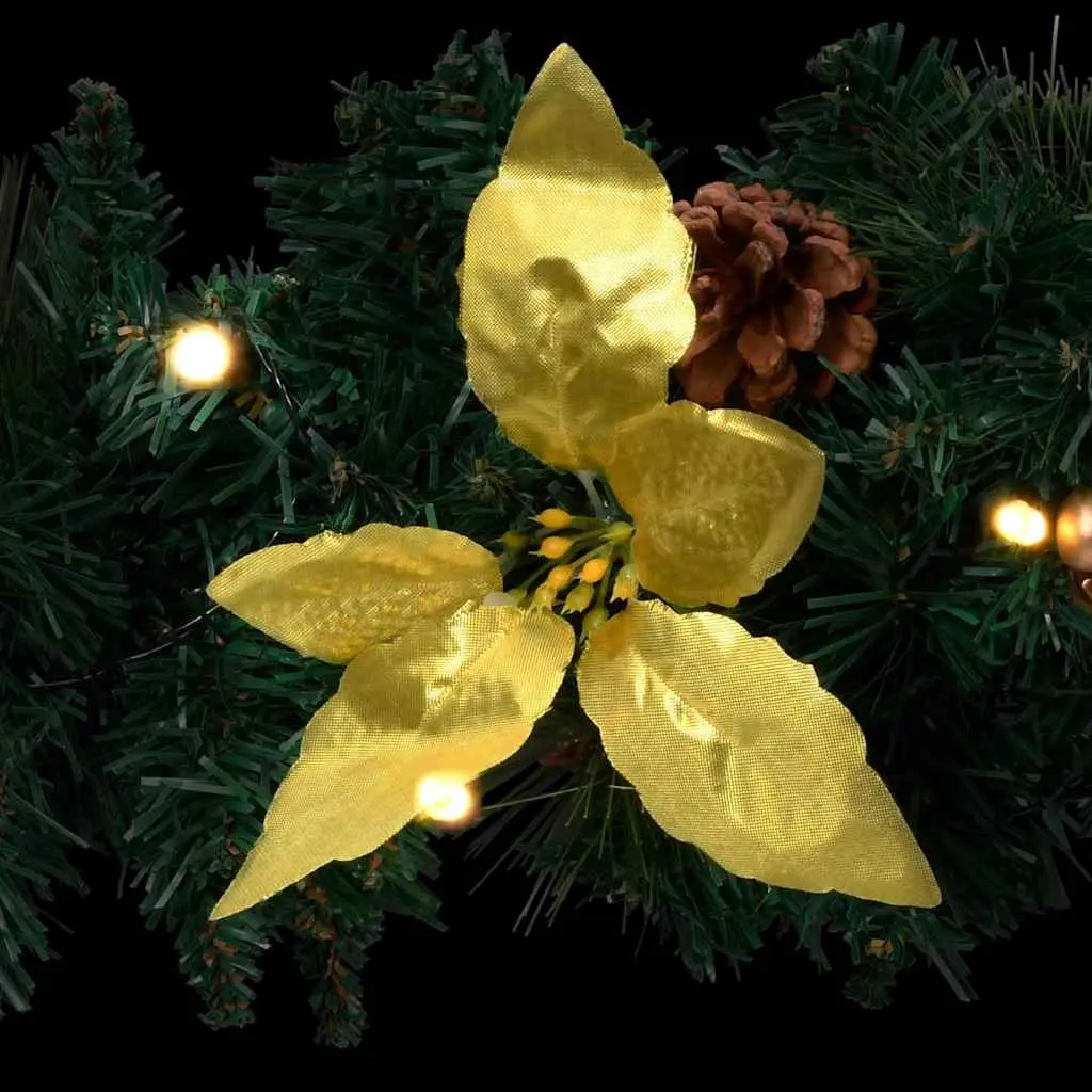 Christmas Arch Decoration PVC 90cm Green and Gold with LED Lights