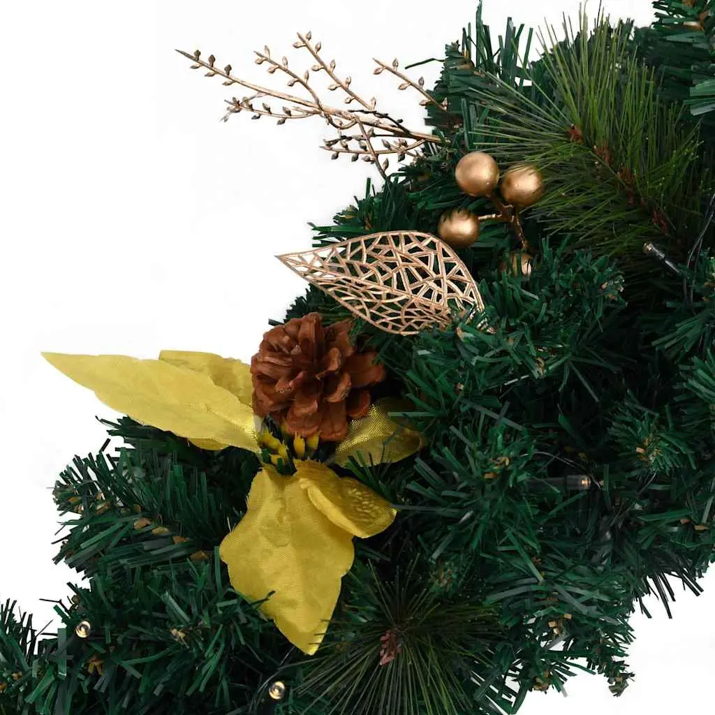 Christmas Arch Decoration PVC 90cm Green and Gold with LED Lights