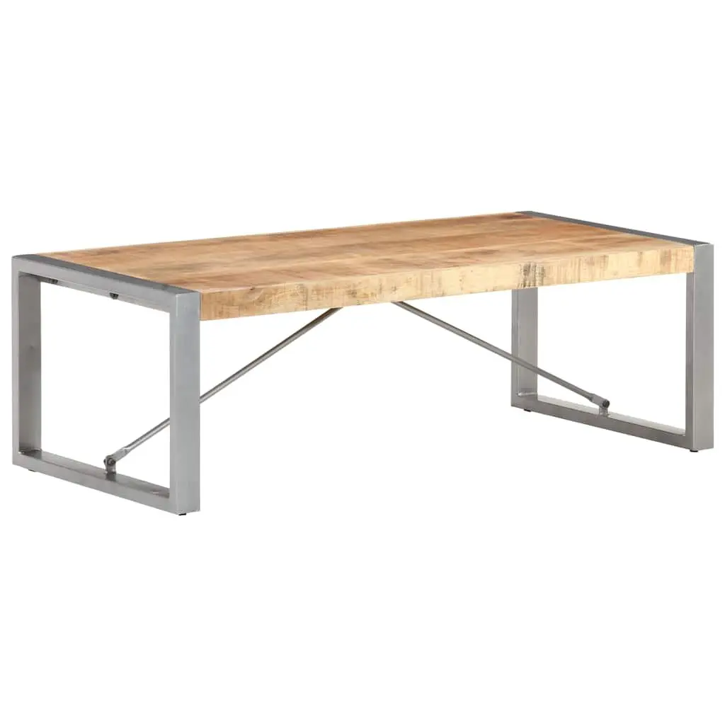 Coffee Table Solid Rough Mango Wood 120x60x40 cm Brown Industrial