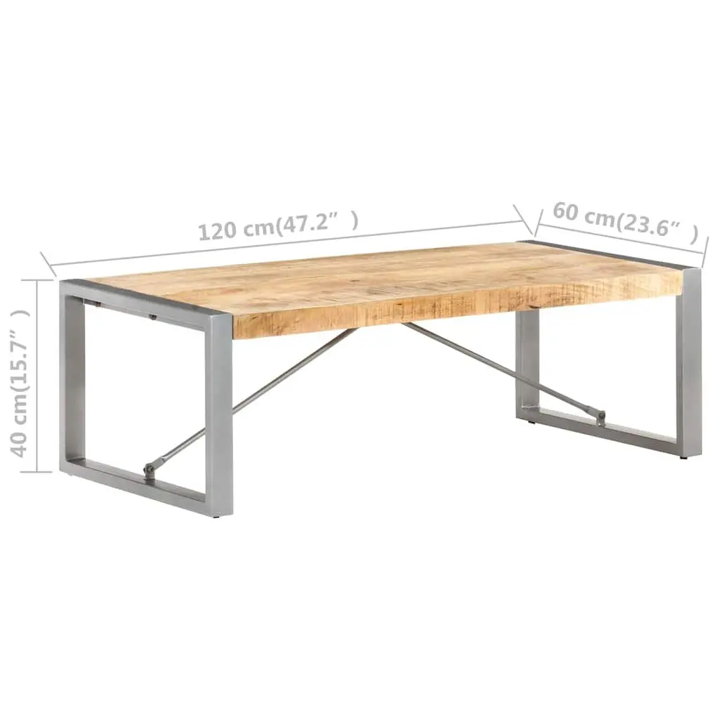 Coffee Table Solid Rough Mango Wood 120x60x40 cm Brown Industrial