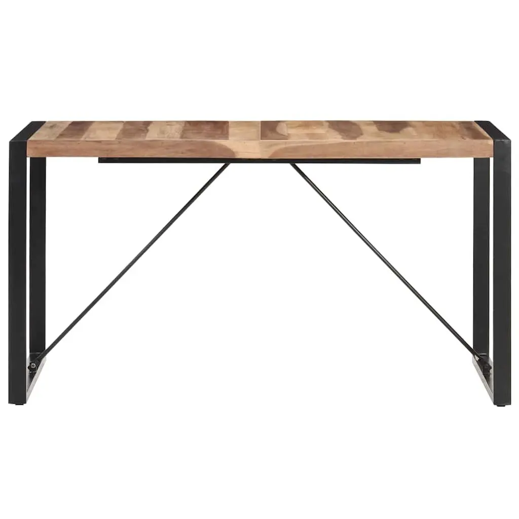 Solid Wood Dining Table 140x70x75 cm with Steel Legs