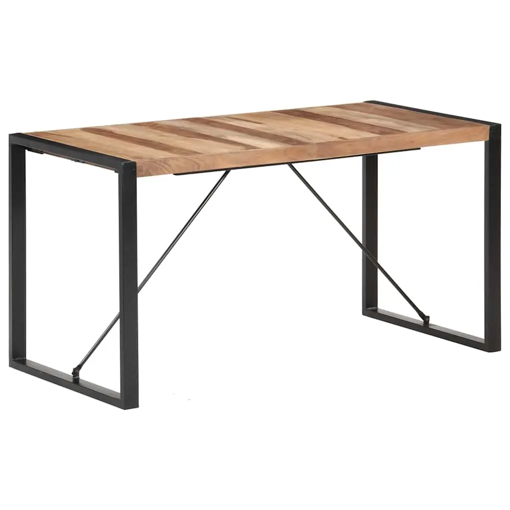 Solid Wood Dining Table 140x70x75 cm with Steel Legs