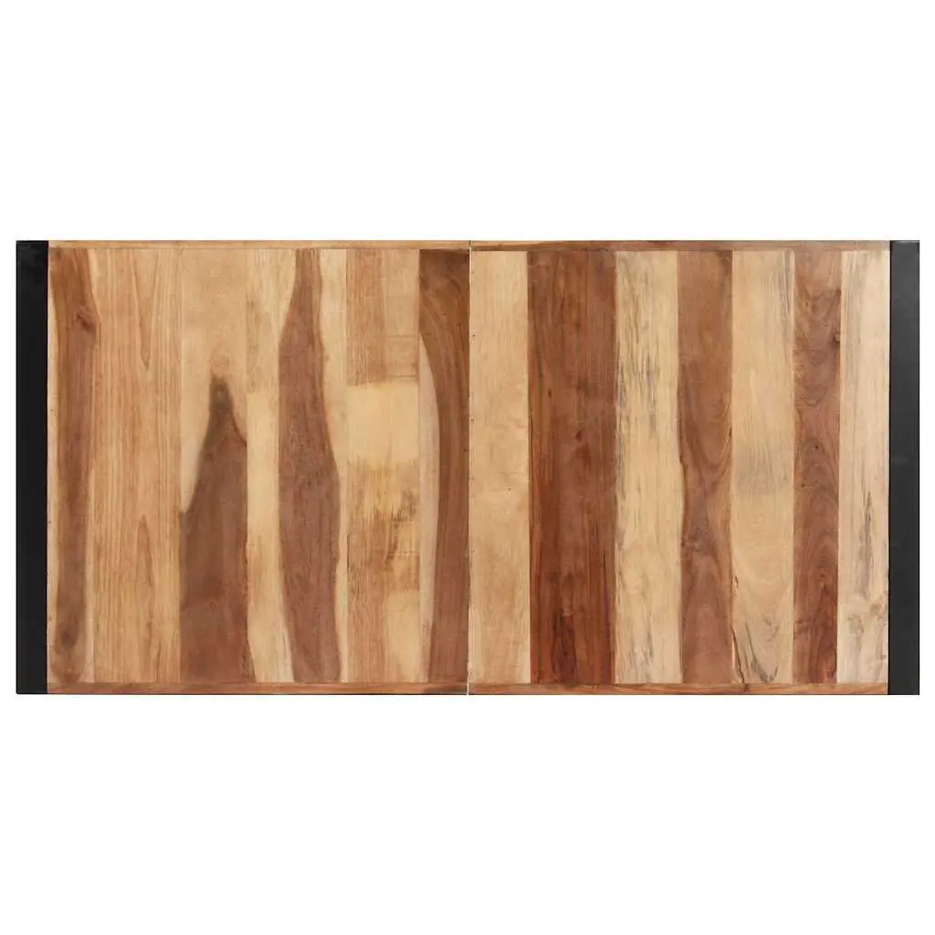 Solid Wood Dining Table 140x70x75 cm with Steel Legs