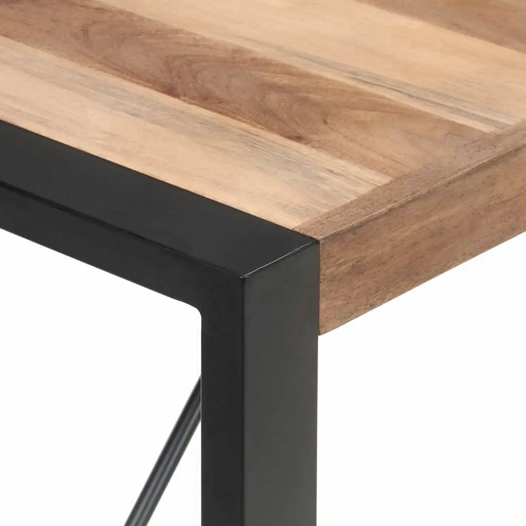 Solid Wood Dining Table 140x70x75 cm with Steel Legs