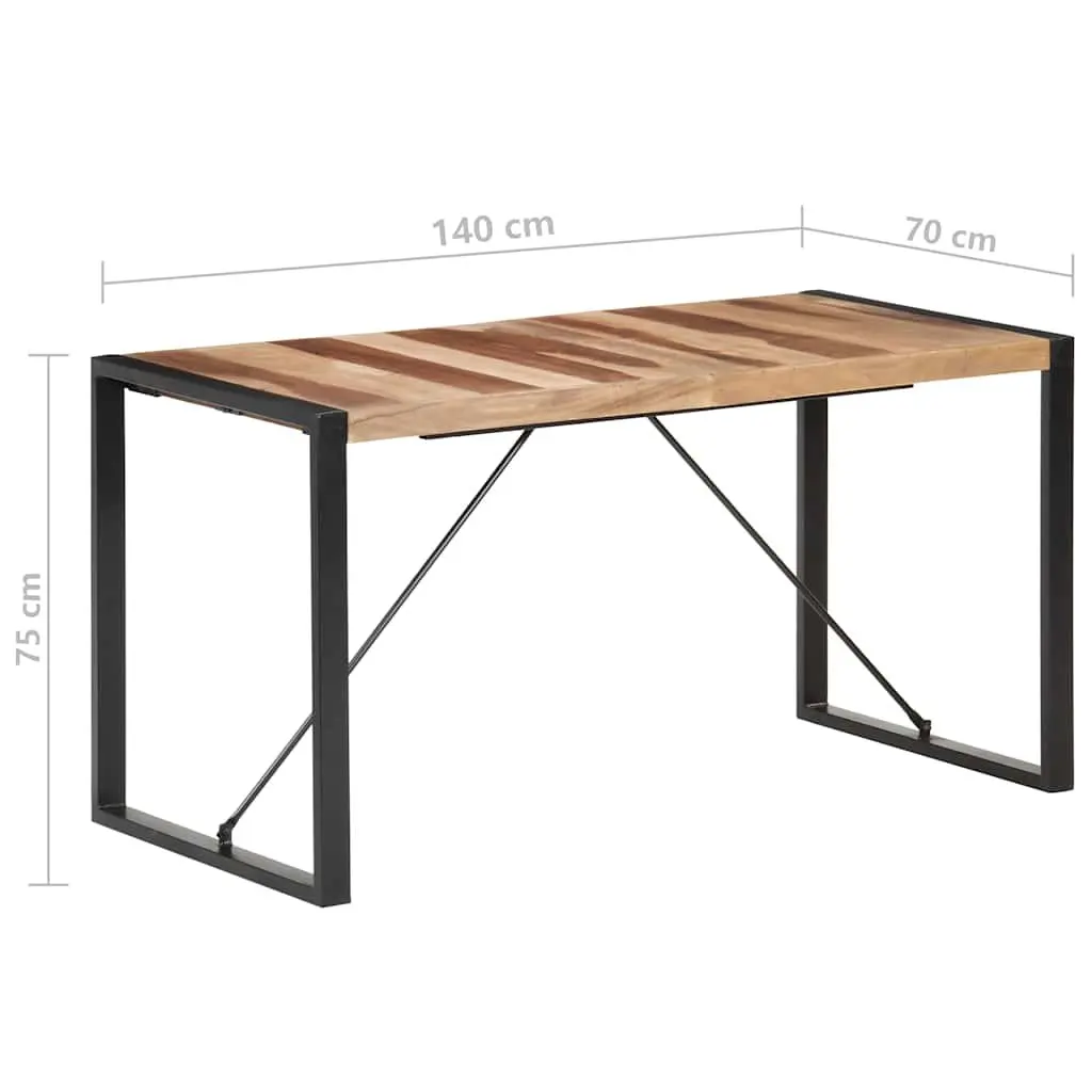 Solid Wood Dining Table 140x70x75 cm with Steel Legs