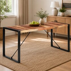 Industrial Brown Dining Table 160x80x75cm Solid Wood