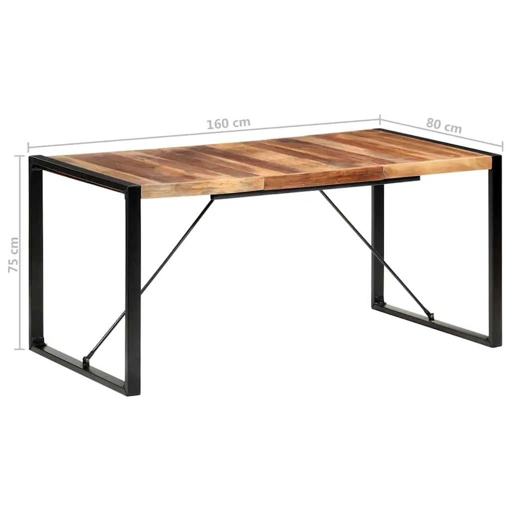 Industrial Brown Dining Table 160x80x75cm Solid Wood