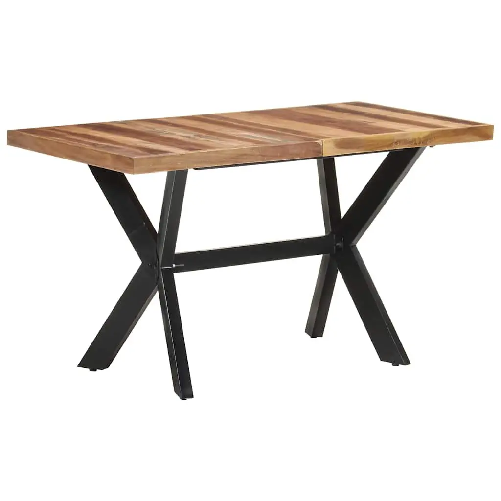 Solid Acacia Dining Table 140x70x75 cm Industrial Brown
