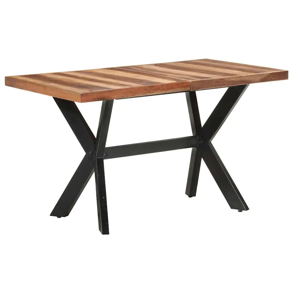 Solid Acacia Dining Table 140x70x75 cm Industrial Brown