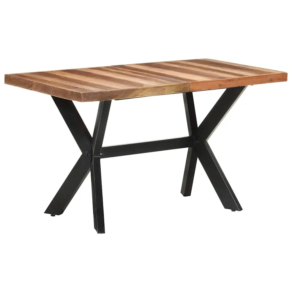 Solid Acacia Dining Table 140x70x75 cm Industrial Brown