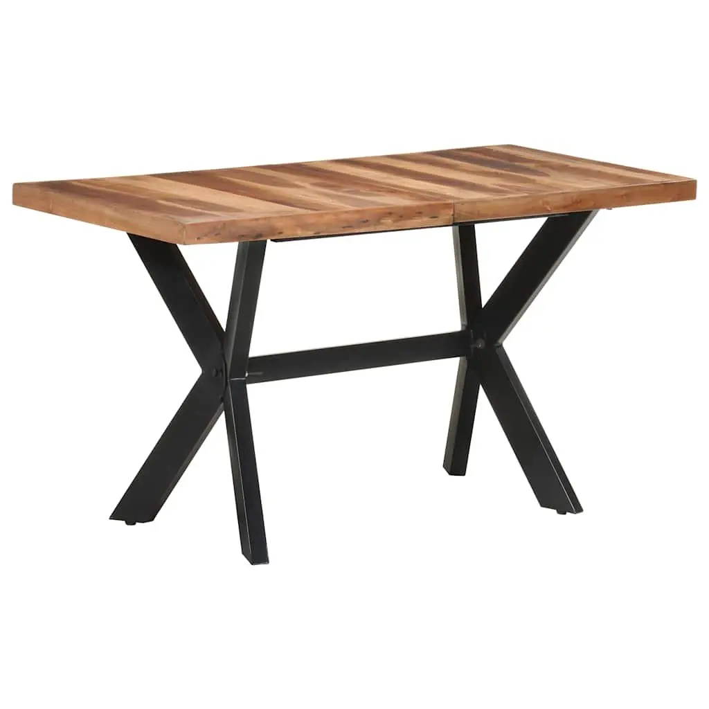 Solid Acacia Dining Table 140x70x75 cm Industrial Brown