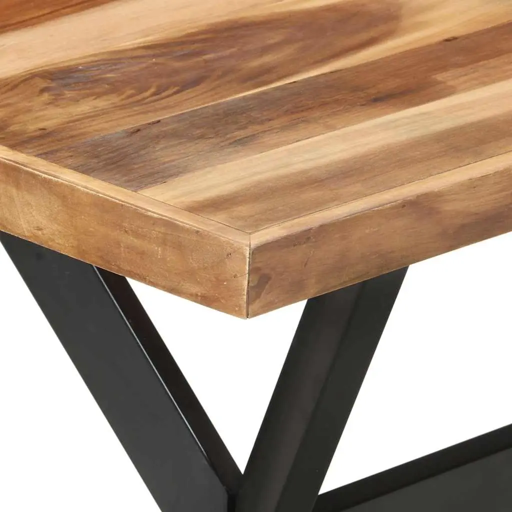 Solid Acacia Dining Table 140x70x75 cm Industrial Brown