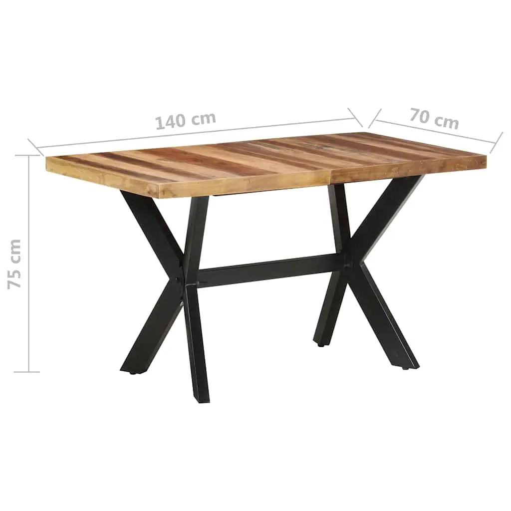 Solid Acacia Dining Table 140x70x75 cm Industrial Brown