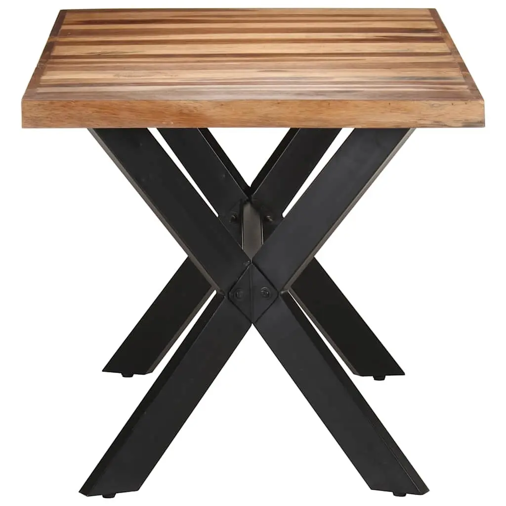 Industrial Solid Wood Dining Table 160x80x75 cm Steel Legs Cross Frame Kitchen