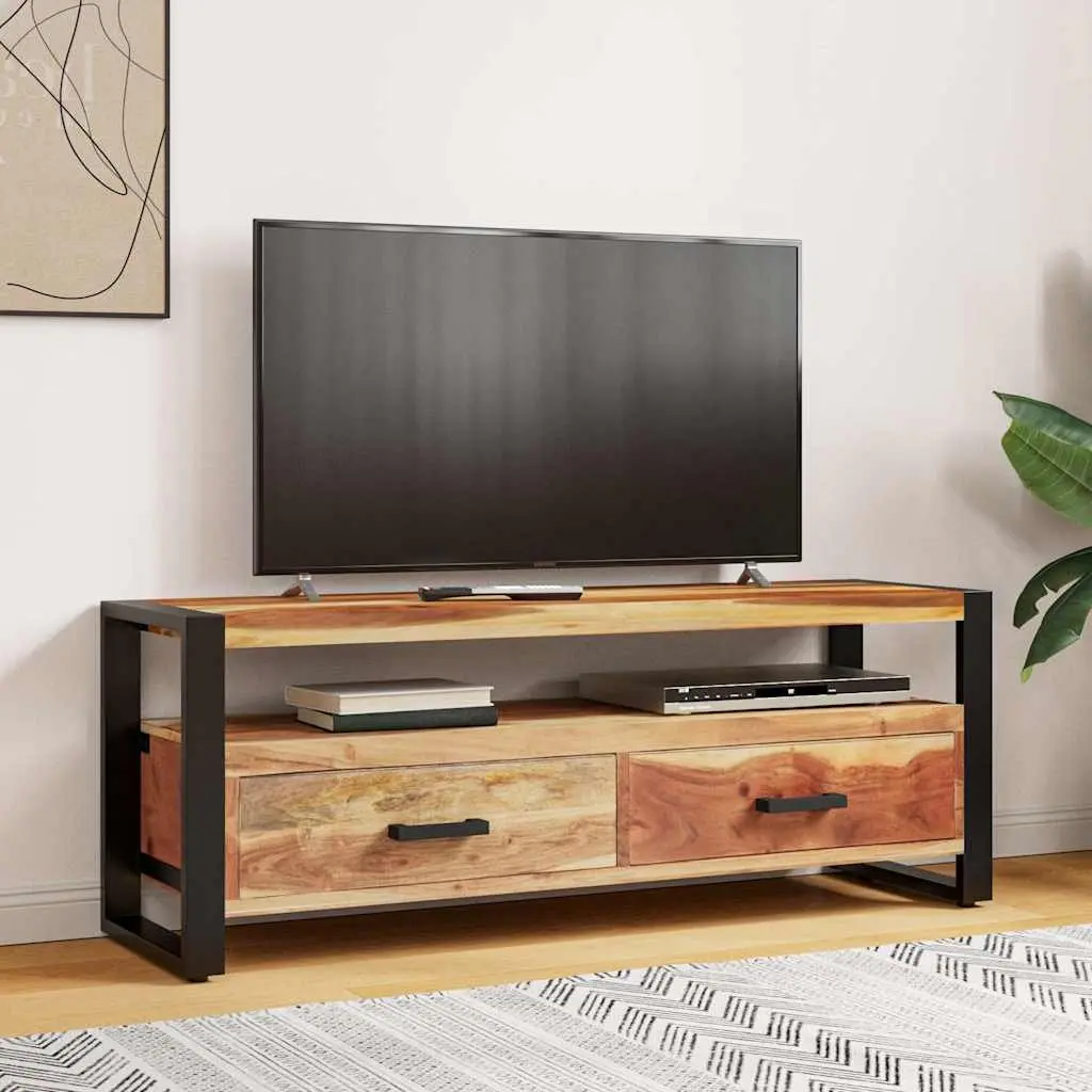 Solid Wood TV Cabinet with Drawers and Shelf